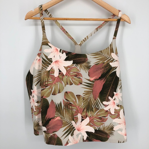 Old Navy Active Womens Powersoft Crop Top Size 4X Tropical Hawaiian Floral - Picture 1 of 9